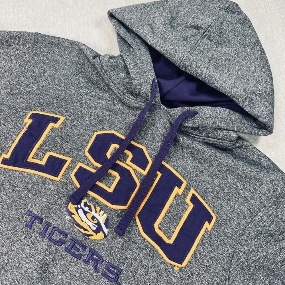 Knights Apparel LSU Tigers Hoodie Mens Small Grey Purple Gold NCAA Sweatshirt
